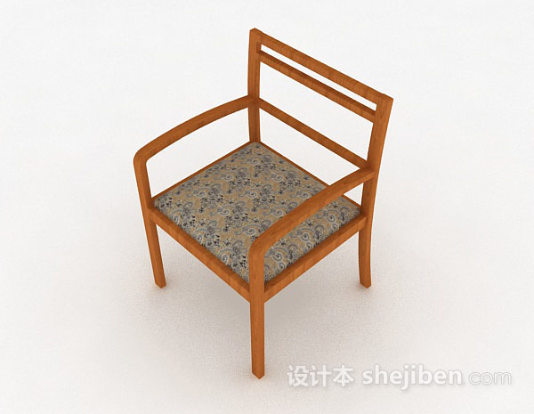免费黄色木质家居椅子3d模型下载