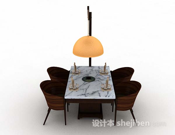 现代风格现代休闲餐桌椅3d模型下载