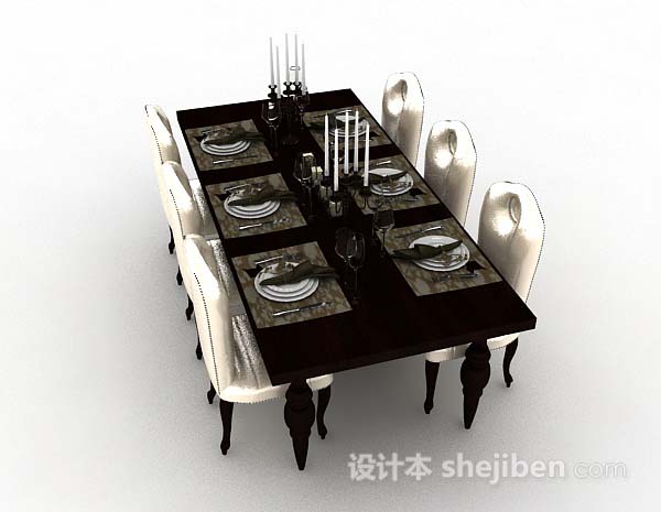免费欧式简单餐桌椅3d模型下载