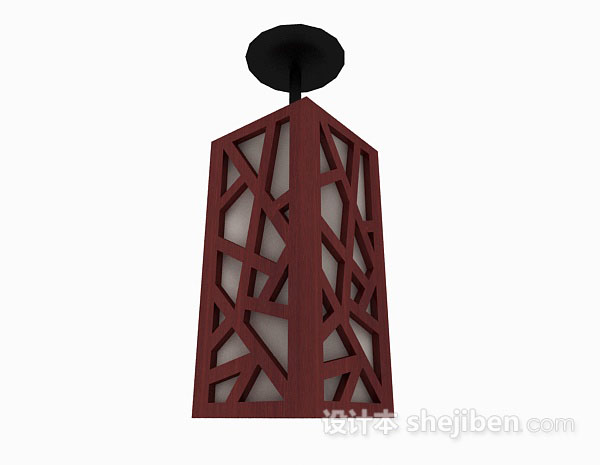 中式风格中式木质吊灯3d模型下载
