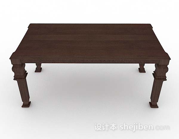 现代风格棕色木质餐桌3d模型下载