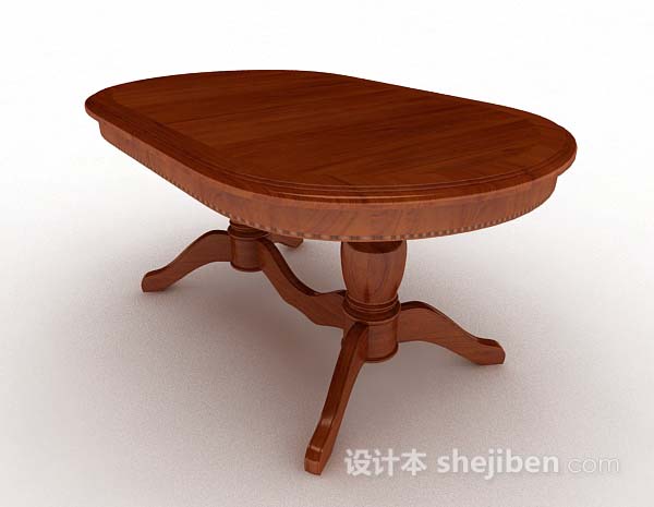 现代风格椭圆形实木餐桌3d模型下载