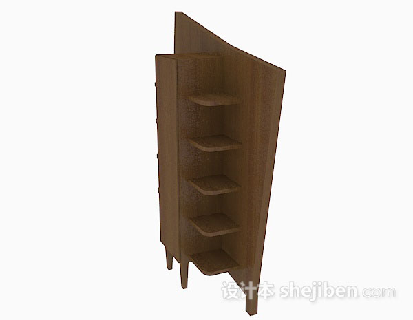 免费棕色木质个性展示柜3d模型下载