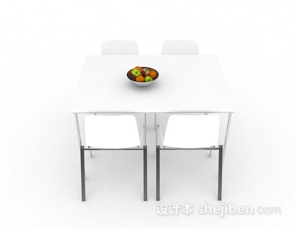 现代风格现代简约白色餐桌椅3d模型下载
