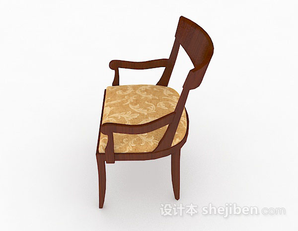 免费棕色木质家居椅3d模型下载