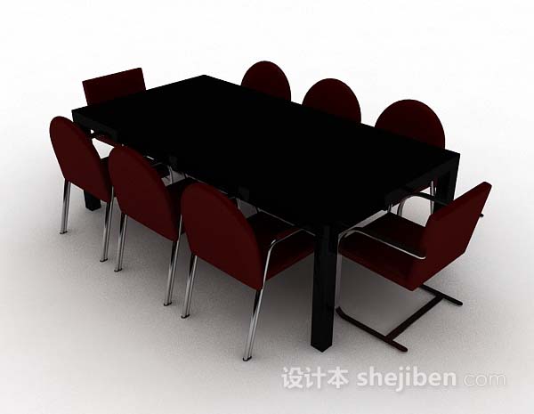 免费现代简约餐桌椅3d模型下载