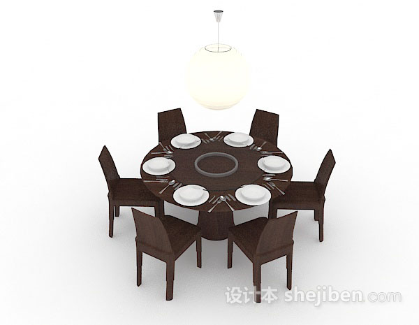 设计本家居简约木质餐桌椅3d模型下载