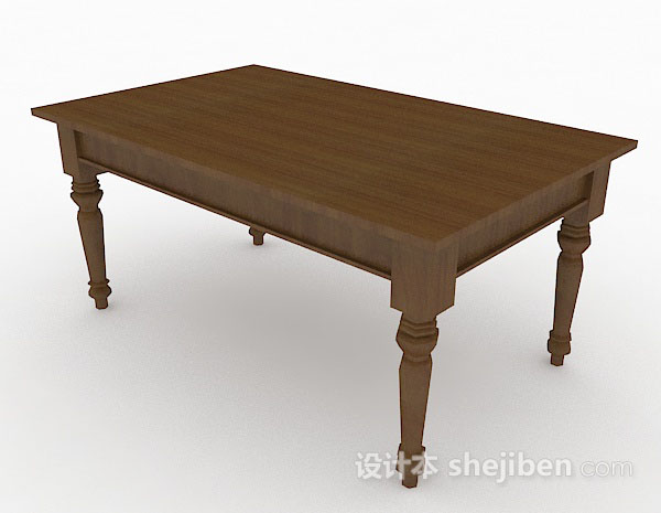 免费深棕色木质餐桌3d模型下载
