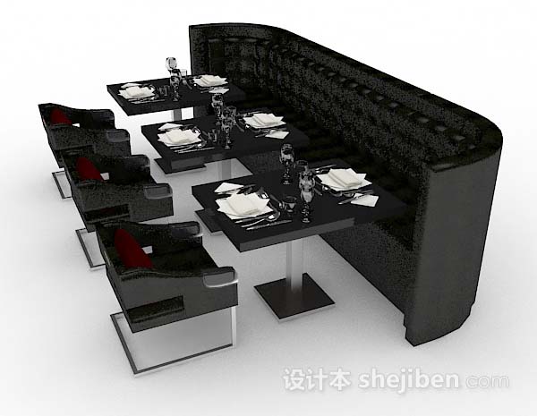 设计本餐厅黑色餐桌椅3d模型下载