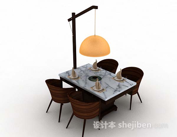 现代休闲餐桌椅3d模型下载