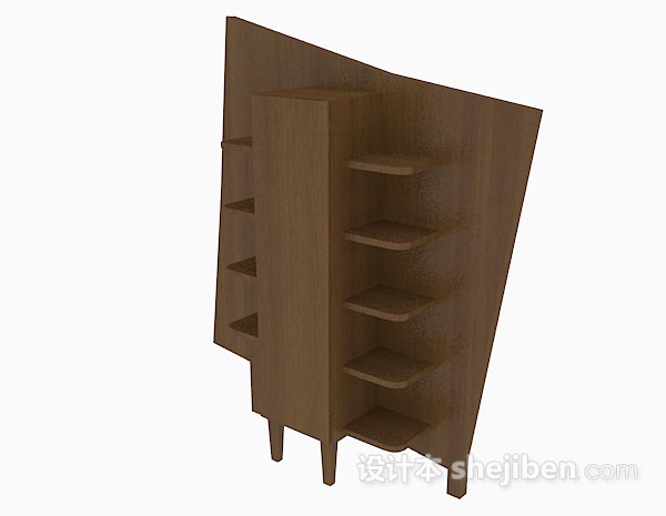 现代风格棕色木质个性展示柜3d模型下载