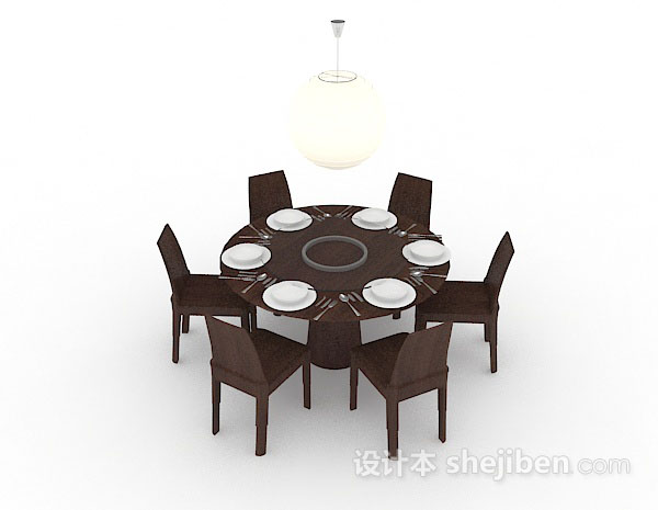 免费家居简约木质餐桌椅3d模型下载