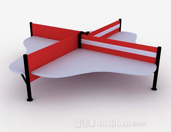 设计本红色办公桌3d模型下载
