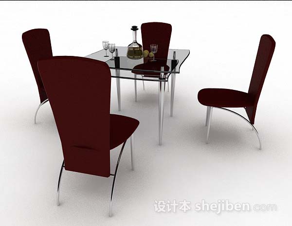 免费现代简约餐桌椅3d模型下载