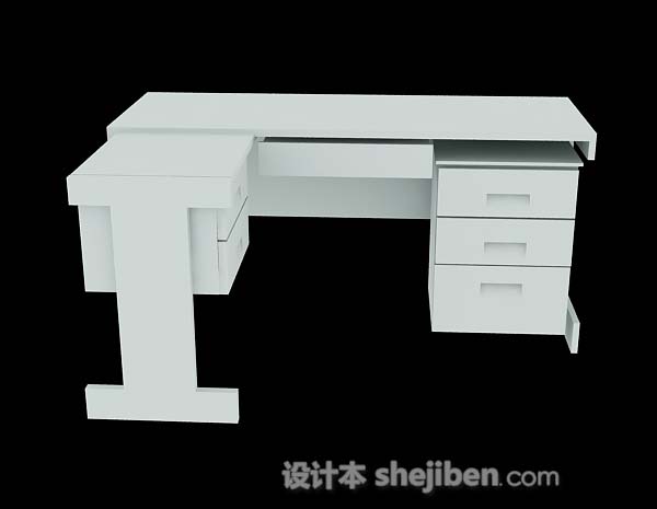 设计本白色办公桌3d模型下载
