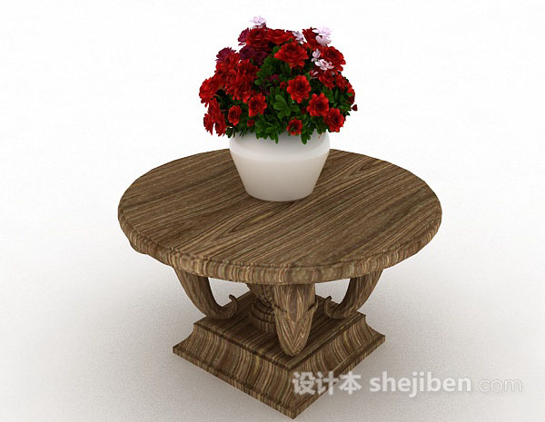 免费棕色木质摆设桌3d模型下载