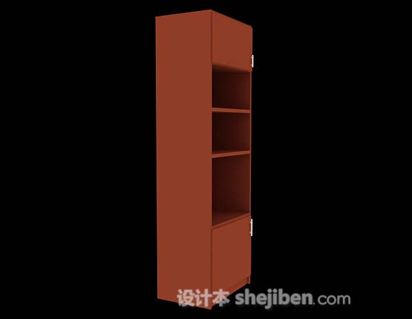 免费红棕色木质展示柜3d模型下载