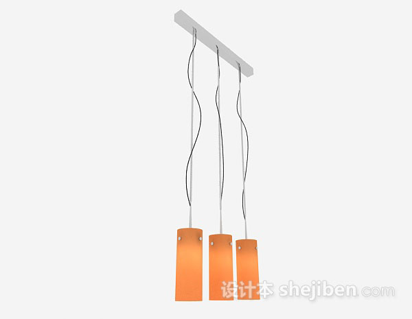 设计本橙色吊灯3d模型下载
