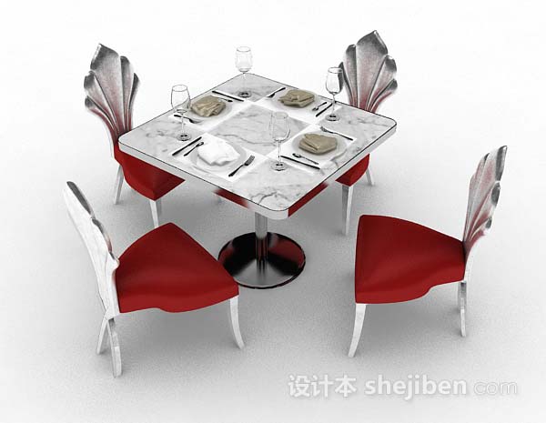 现代风格个性餐桌椅3d模型下载