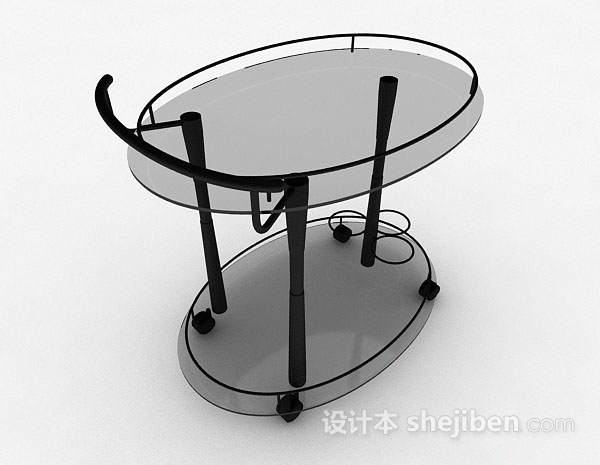 现代风格椭圆形玻璃移动餐桌3d模型下载