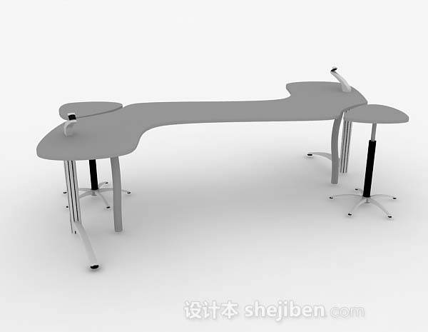 现代风格灰色个性办公桌3d模型下载