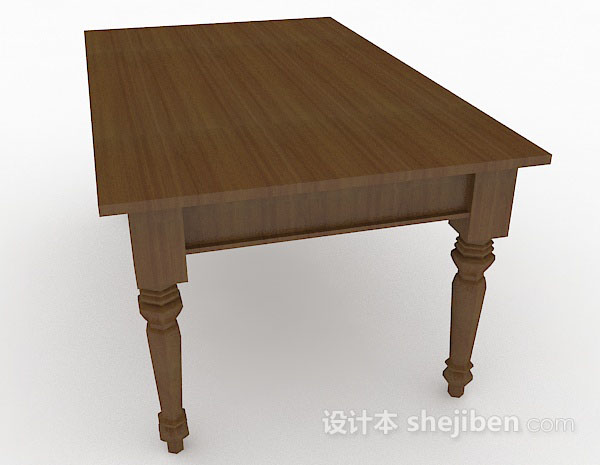 设计本深棕色木质餐桌3d模型下载