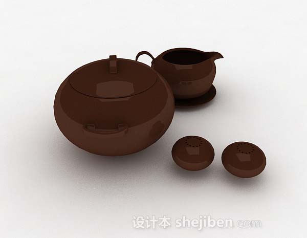 现代风格棕色茶具3d模型下载