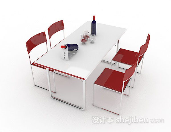 现代简约餐桌椅3d模型下载