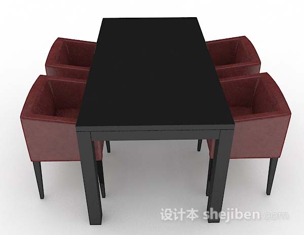 设计本简约木质餐桌椅3d模型下载
