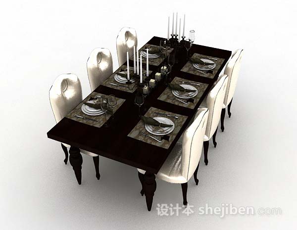 设计本欧式简单餐桌椅3d模型下载