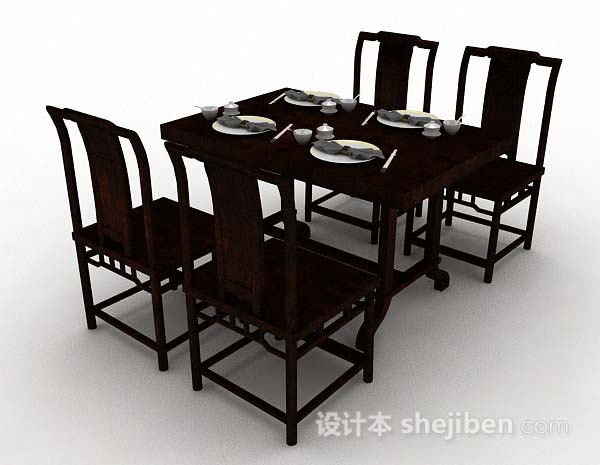免费中式满足餐桌椅3d模型下载