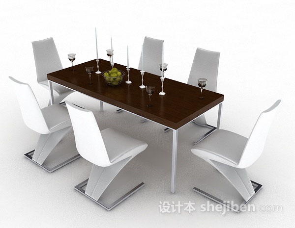 免费个性简约餐桌椅3d模型下载