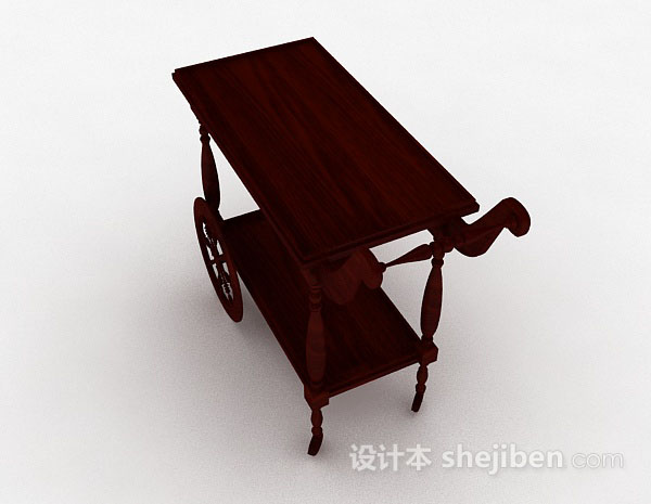 免费木质移动小餐桌3d模型下载