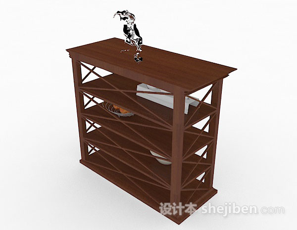 现代风格棕色木质展示柜架3d模型下载