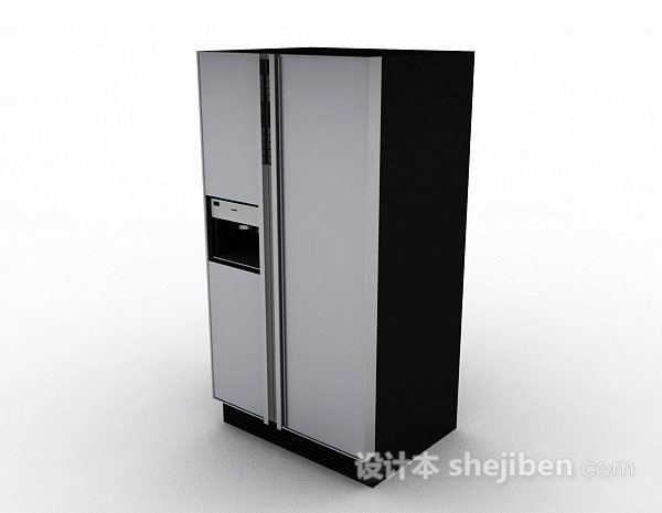 免费灰色双门电冰箱3d模型下载