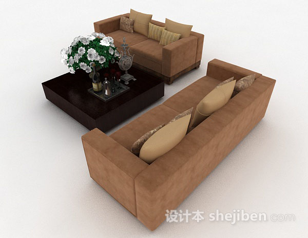 现代风格棕色组合沙发3d模型下载