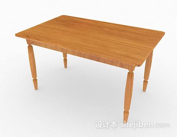 现代风格黄色木质餐桌3d模型下载
