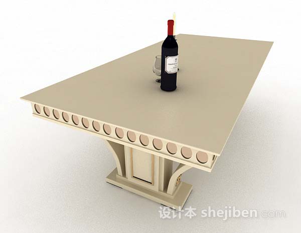 设计本黄色木质餐桌3d模型下载