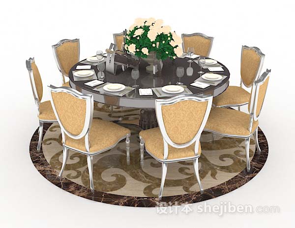 设计本欧式餐桌椅3d模型下载