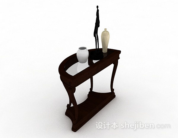 设计本棕色木质摆设桌3d模型下载