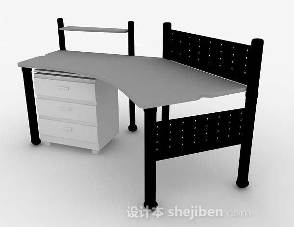 灰色办公桌3d模型下载