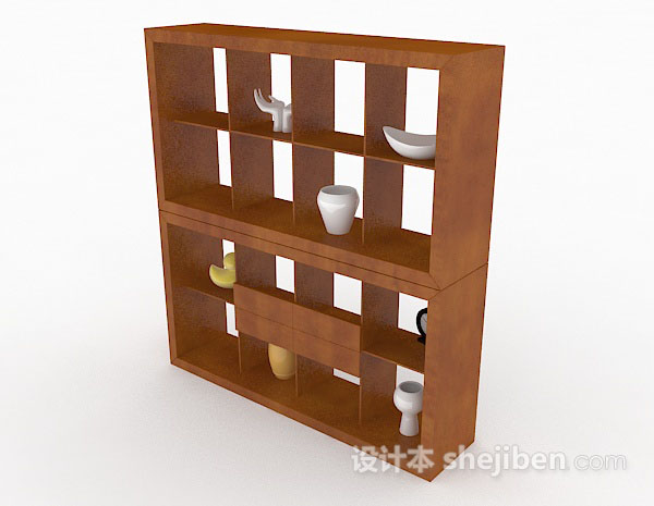 免费木质棕色展示柜3d模型下载