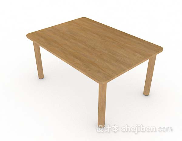 木质简单餐桌3d模型下载