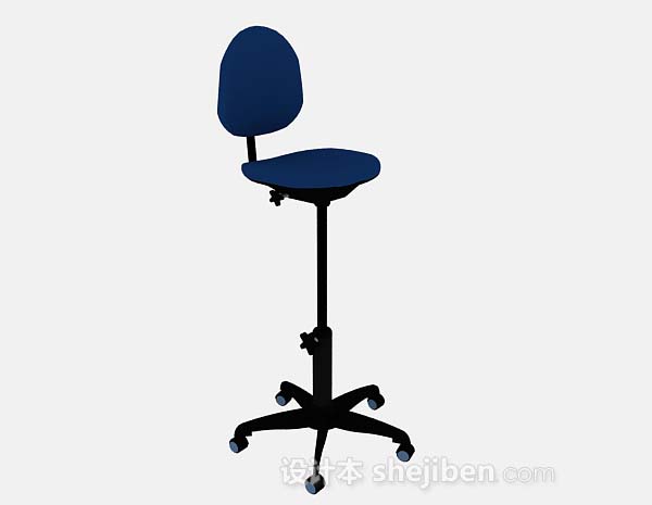 蓝色办公椅3d模型下载