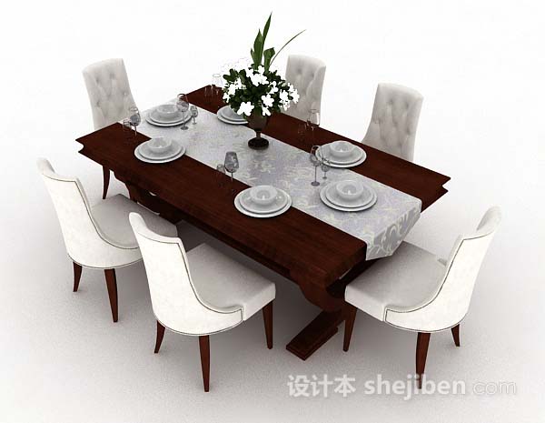 免费家居简约餐桌椅3d模型下载