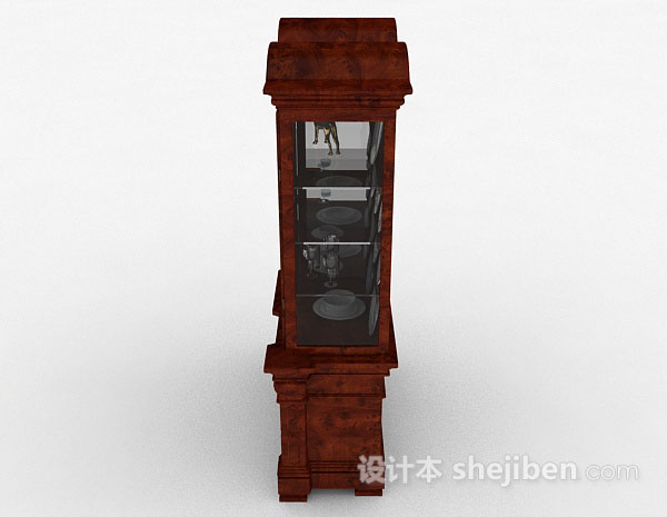 设计本棕色木质展示柜3d模型下载