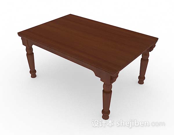 免费木质棕色餐桌3d模型下载