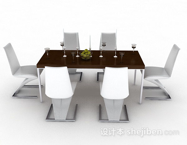 现代风格个性简约餐桌椅3d模型下载