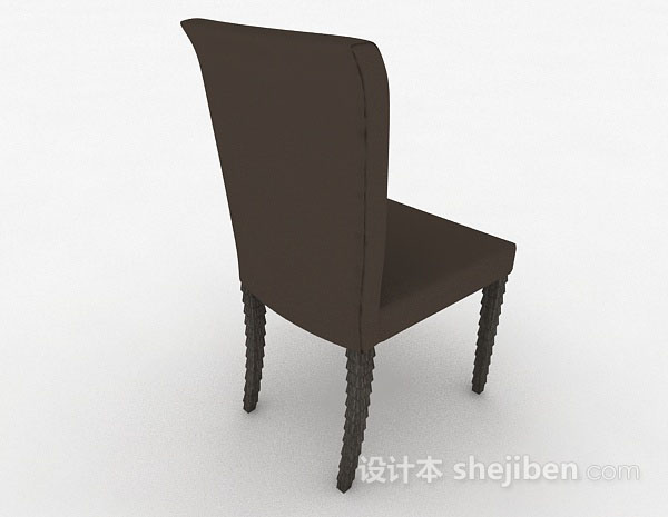 设计本深棕色简约家居椅3d模型下载