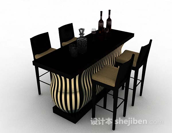 免费现代个性餐桌椅3d模型下载